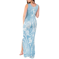 Aloha Hawaii Turtles Floral Tank Maxi Dress Aqua Marbles Glaze