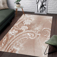 Aloha Hawaii Turtles Floral Area Rug Taupe Marbles Glaze