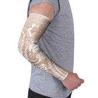 Aloha Hawaii Turtles Floral Arm Sleeves Taupe Marbles Glaze