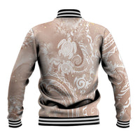 Aloha Hawaii Turtles Floral Baseball Jacket Taupe Marbles Glaze