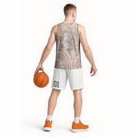Aloha Hawaii Turtles Floral Basketball Jersey Taupe Marbles Glaze