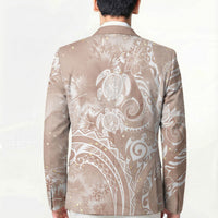 Aloha Hawaii Turtles Floral Blazer Taupe Marbles Glaze