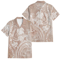Aloha Hawaii Turtles Floral Family Matching Off The Shoulder Long Sleeve Dress and Hawaiian Shirt Taupe Marbles Glaze LT7 Dad's Shirt - Short Sleeve Taupe - Polynesian Pride