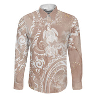 Aloha Hawaii Turtles Floral Family Matching Summer Maxi Dress and Hawaiian Shirt Taupe Marbles Glaze