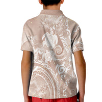Aloha Hawaii Turtles Floral Kid Polo Shirt Taupe Marbles Glaze