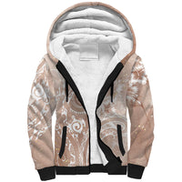 Aloha Hawaii Turtles Floral Sherpa Hoodie Taupe Marbles Glaze