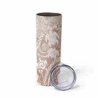 Aloha Hawaii Turtles Floral Skinny Tumbler Taupe Marbles Glaze