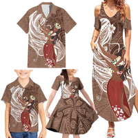 Tahiti Islands Polynesian Plumeria Family Matching Summer Maxi Dress and Hawaiian Shirt Tahitian Vahine 'Ote'a - Beige LT7 - Polynesian Pride