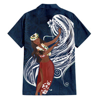 Tahiti Islands Polynesian Plumeria Family Matching Off Shoulder Maxi Dress and Hawaiian Shirt Tahitian Vahine 'Ote'a - Navy Blue LT7 - Polynesian Pride