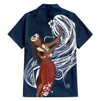 Tahiti Islands Polynesian Plumeria Family Matching Puletasi and Hawaiian Shirt Tahitian Vahine 'Ote'a - Navy Blue LT7 - Polynesian Pride