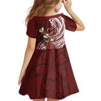 Tahiti Islands Polynesian Plumeria Family Matching Off Shoulder Short Dress and Hawaiian Shirt Tahitian Vahine 'Ote'a - Scarlet