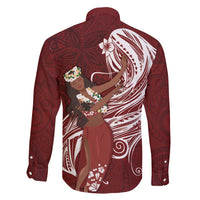 Tahiti Islands Polynesian Plumeria Family Matching Short Sleeve Bodycon Dress and Hawaiian Shirt Tahitian Vahine 'Ote'a - Scarlet LT7 - Polynesian Pride
