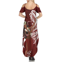 Tahiti Islands Polynesian Plumeria Family Matching Summer Maxi Dress and Hawaiian Shirt Tahitian Vahine 'Ote'a - Scarlet LT7 - Polynesian Pride