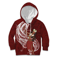Tahiti Islands Polynesian Plumeria Kid Hoodie Tahitian Vahine 'Ote'a - Scarlet LT7 Hoodie Red - Polynesian Pride