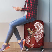 Tahiti Islands Polynesian Plumeria Luggage Cover Tahitian Vahine 'Ote'a - Scarlet LT7 - Polynesian Pride