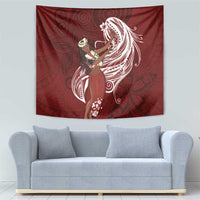 Tahiti Islands Polynesian Plumeria Tapestry Tahitian Vahine 'Ote'a - Scarlet