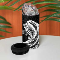 Tahiti Islands Polynesian Plumeria 4 in 1 Can Cooler Tumbler Tahitian Vahine 'Ote'a - Black