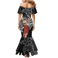 Tahiti Islands Polynesian Plumeria Family Matching Mermaid Dress and Hawaiian Shirt Tahitian Vahine 'Ote'a - Black LT7 - Polynesian Pride