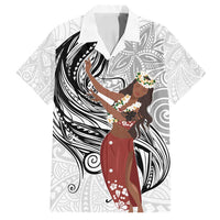 Tahiti Islands Polynesian Plumeria Family Matching Summer Maxi Dress and Hawaiian Shirt Tahitian Vahine 'Ote'a - White LT7 Dad's Shirt - Short Sleeve White - Polynesian Pride