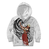 Tahiti Islands Polynesian Plumeria Kid Hoodie Tahitian Vahine 'Ote'a - White