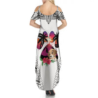 Polynesian Summer Maxi Dress Dog Lover With Beagle - Sunset At The Beach White Ver LT7 - Polynesian Pride