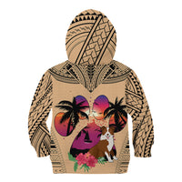 Polynesian Kid Hoodie Dog Lover With Border Collie - Sunset At The Beach LT7 - Polynesian Pride
