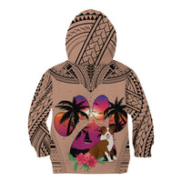 Polynesian Kid Hoodie Dog Lover With Border Collie - Sunset At The Beach Brown Ver LT7 - Polynesian Pride
