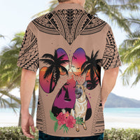 Polynesian Hawaiian Shirt Dog Lover With German Shepherd - Sunset At The Beach Brown Ver LT7 - Polynesian Pride