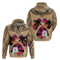 Polynesian Hoodie Dog Lover With Samoyed - Sunset At The Beach LT7 - Polynesian Pride