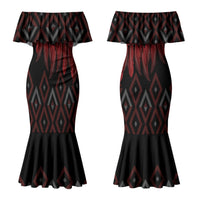 Aotearoa Maori Ngapuhi Iwi Couples Matching Mermaid Dress and Hawaiian Shirt Korowai Tukutuku Kaokao Motifs
