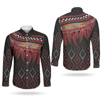 Aotearoa Maori Ngapuhi Iwi Couples Matching Off Shoulder Short Dress and Long Sleeve Button Shirt Korowai Tukutuku Kaokao Motifs