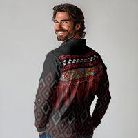 Aotearoa Maori Ngapuhi Iwi Long Sleeve Polo Shirt Korowai Tukutuku Kaokao Motifs