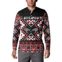 Personalised Taniko Motifs Aotearoa Button Sweatshirt Waitangi Kowhaiwhai Kiwi