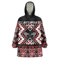 Personalised Taniko Motifs Aotearoa Wearable Blanket Hoodie Waitangi Kowhaiwhai Kiwi