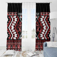 Personalised Aotearoa Waitangi Window Curtain Taniko Motifs - Mania Gecko