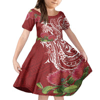 Personalised Hawaii Wahine Kid Short Sleeve Dress Women's Day Ohia Lehua LT7 KID Red - Polynesian Pride