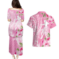 Personalised Hawaii Wahine Couples Matching Puletasi and Hawaiian Shirt Women's Day Maui Lokelani Roses LT7 - Polynesian Pride