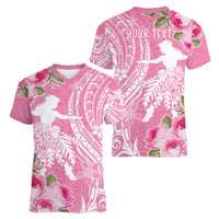 Personalised Hawaii Wahine Women V Neck T Shirt Women's Day Maui Lokelani Roses LT7 - Polynesian Pride