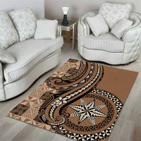 Tonga Ngatu Area Rug Vintage Brown Manulua Motifs