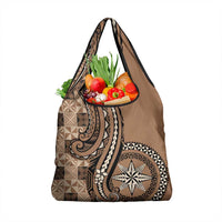Tonga Ngatu Grocery Bag Vintage Brown Manulua Motifs