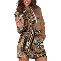 Personalized Tonga Ngatu Hoodie Dress Vintage Brown Manulua Motifs