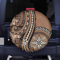 Tonga Ngatu Spare Tire Cover Vintage Brown Manulua Motifs