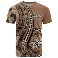 Personalized Tonga Ngatu T Shirt Vintage Brown Manulua Motifs