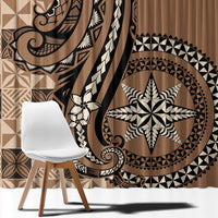 Tonga Ngatu Window Curtain Vintage Brown Manulua Motifs