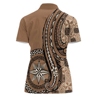 Personalized Tonga Ngatu Women Polo Shirt Vintage Brown Manulua Motifs