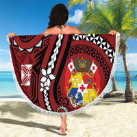 Tonga Ngatu Beach Blanket Iconic Red Manulua Motifs