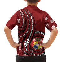 Personalized Tonga Ngatu Family Matching Summer Maxi Dress and Hawaiian Shirt Iconic Red Manulua Motifs LT7 - Polynesian Pride