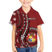 Personalized Tonga Ngatu Kid Hawaiian Shirt Iconic Red Manulua Motifs