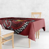 Tonga Ngatu Tablecloth Iconic Red Manulua Motifs