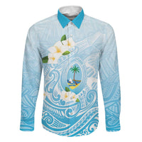Guam Fishhook Mix Guasali Flowers Family Matching Long Sleeve Bodycon Dress and Hawaiian Shirt Dreaming Turquoise LT7 Dad's Shirt - Long Sleeve Turquoise - Polynesian Pride